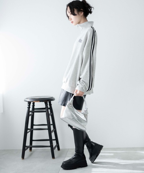 WEGO（ウィゴー）の「WEGO/ラインハーフジップBIGスウェット（スウェット・レディース・杢グレー/サックスブルー/オフホワイト・FREE）」の20枚目の写真