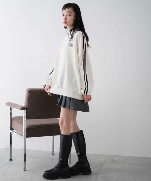 WEGO（ウィゴー）の「WEGO/ラインハーフジップBIGスウェット（スウェット・レディース・杢グレー/サックスブルー/オフホワイト・FREE）」の4枚目の写真