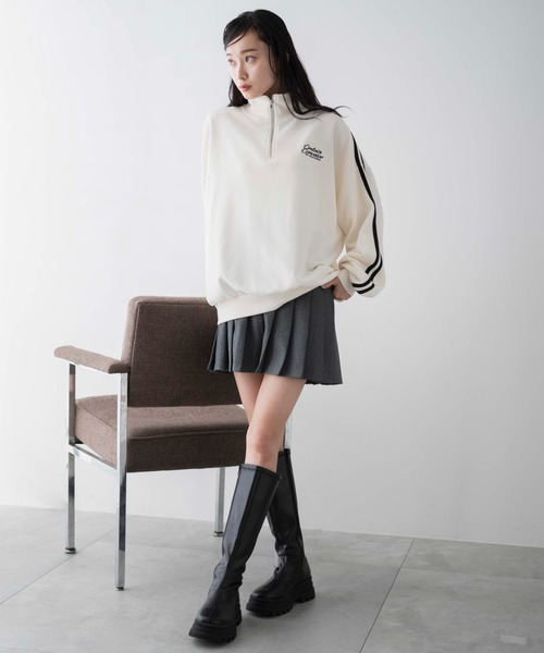 WEGO（ウィゴー）の「WEGO/ラインハーフジップBIGスウェット（スウェット・レディース・杢グレー/サックスブルー/オフホワイト・FREE）」の9枚目の写真