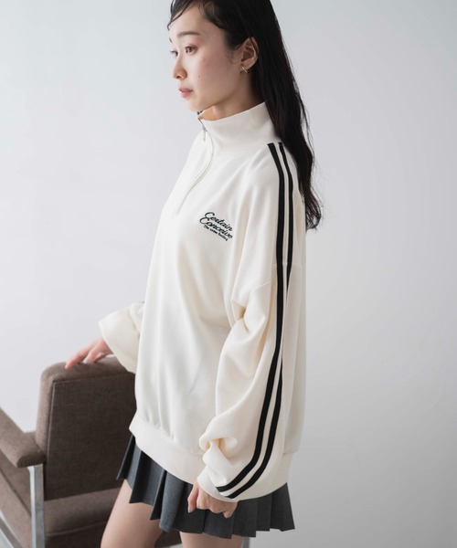 WEGO（ウィゴー）の「WEGO/ラインハーフジップBIGスウェット（スウェット・レディース・杢グレー/サックスブルー/オフホワイト・FREE）」の8枚目の写真