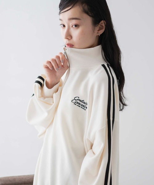 WEGO（ウィゴー）の「WEGO/ラインハーフジップBIGスウェット（スウェット・レディース・杢グレー/サックスブルー/オフホワイト・FREE）」の5枚目の写真