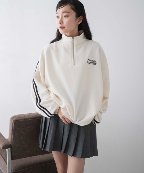 WEGO（ウィゴー）の「WEGO/ラインハーフジップBIGスウェット（スウェット・レディース・杢グレー/サックスブルー/オフホワイト・FREE）」の7枚目の写真