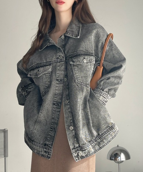 Ada.（エイダ）の「オーバー ミドル丈 デニムジャケット（デニムジャケット・レディース・ネイビー/ブラック/ブルー・FREE）」の17枚目の写真