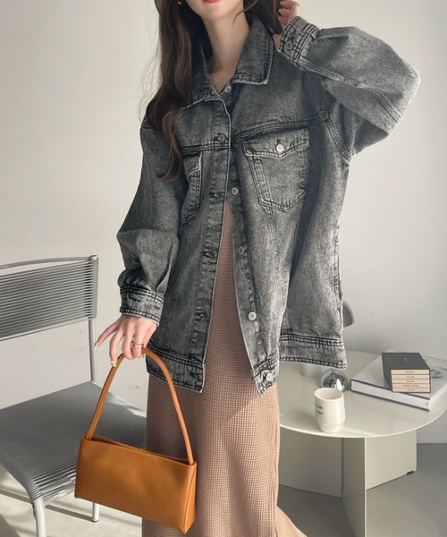 Ada.（エイダ）の「オーバー ミドル丈 デニムジャケット（デニムジャケット・レディース・ネイビー/ブラック/ブルー・FREE）」の15枚目の写真