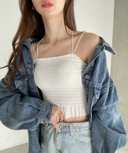 Ada.（エイダ）の「オーバー ミドル丈 デニムジャケット（デニムジャケット・レディース・ネイビー/ブラック/ブルー・FREE）」の4枚目の写真