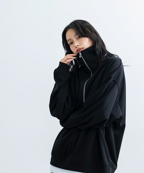 JUNRED(ジュンレッド)の「プリーツハーフジッププルオーバー(Tシャツ/カットソー・メンズ・オレンジ/ホワイト/ブラック・L/M/S)」の3枚目の写真