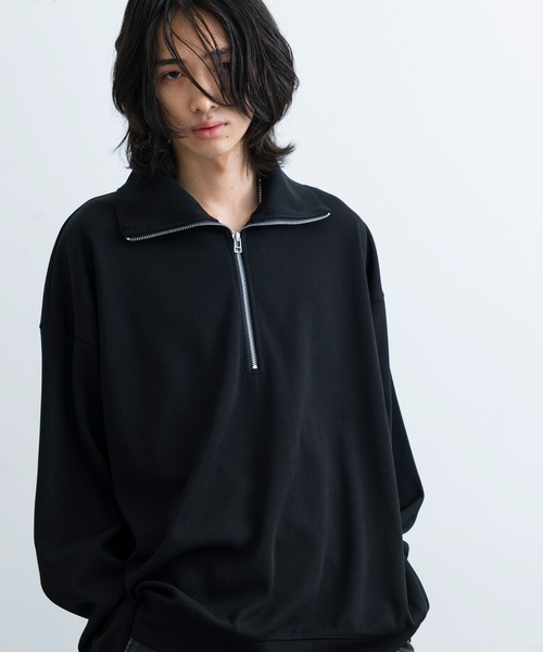 JUNRED(ジュンレッド)の「プリーツハーフジッププルオーバー(Tシャツ/カットソー・メンズ・オレンジ/ホワイト/ブラック・L/M/S)」の4枚目の写真
