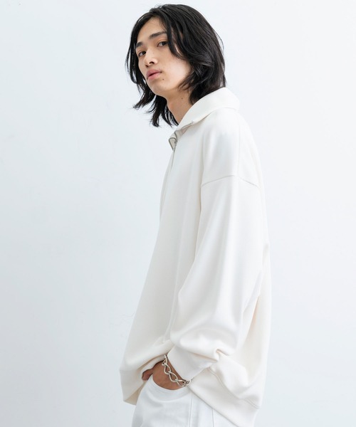 JUNRED(ジュンレッド)の「プリーツハーフジッププルオーバー(Tシャツ/カットソー・メンズ・オレンジ/ホワイト/ブラック・L/M/S)」の6枚目の写真