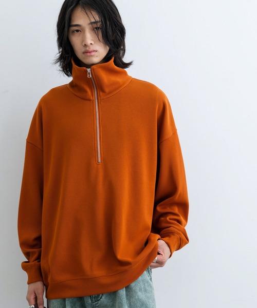 JUNRED(ジュンレッド)の「プリーツハーフジッププルオーバー(Tシャツ/カットソー・メンズ・オレンジ/ホワイト/ブラック・L/M/S)」の9枚目の写真