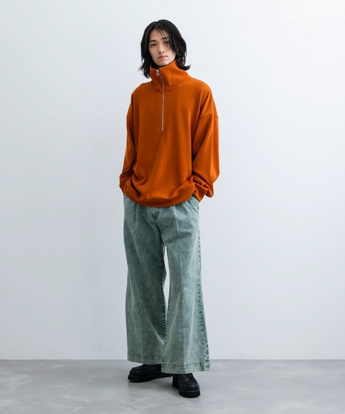 JUNRED(ジュンレッド)の「プリーツハーフジッププルオーバー(Tシャツ/カットソー・メンズ・オレンジ/ホワイト/ブラック・L/M/S)」の13枚目の写真