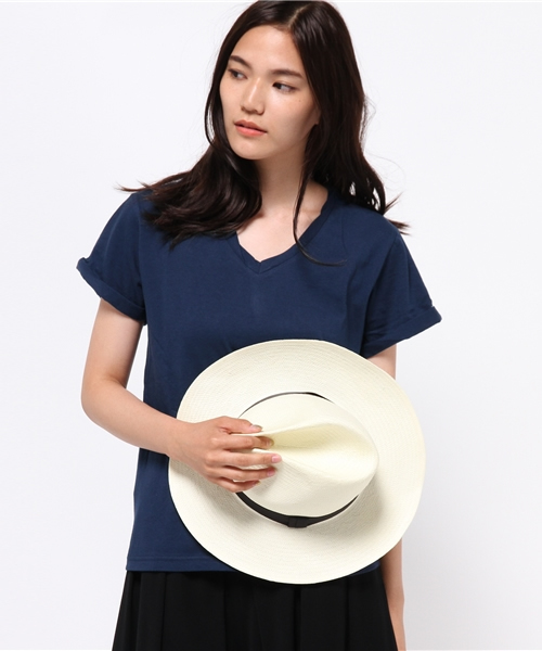 VENCEEXCHANGE（ヴァンスエクスチェンジ）の「ツイストV無地T         （Tシャツ/カットソー・レディース・ブラック/オリーブ/ホワイト/ワインレッド/ネイビー・MEDIUM）」の4枚目の写真