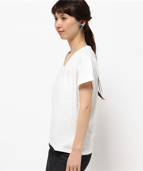 VENCEEXCHANGE（ヴァンスエクスチェンジ）の「ツイストV無地T         （Tシャツ/カットソー・レディース・ブラック/オリーブ/ホワイト/ワインレッド/ネイビー・MEDIUM）」の7枚目の写真