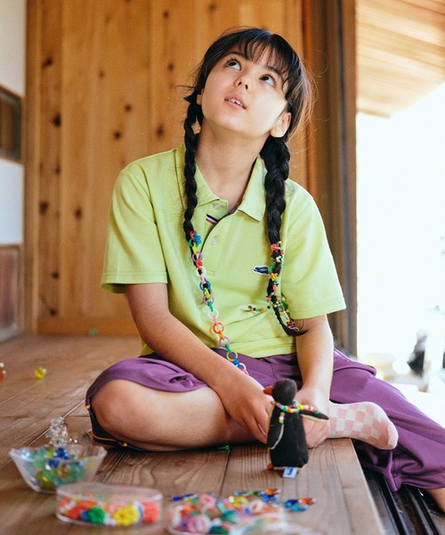 KRIFF MAYER Kid's Collection（クリフメイヤーキッズコレクション）の「おでかけポロシャツ（ポロシャツ・キッズ・チャコール/イエロー/ネイビー/グレー/サックスブルー/ライトグリーン/ブラック/オフホワイト・120/130/140/150/160/170）」の6枚目の写真