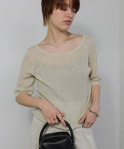 select MOCA（セレクトモカ）の「バレエネックランダムリブラメシアーニット（ニット/セーター・レディース・ライトグレー/ブラウン/アイボリー/ブラック・FREE）」の21枚目の写真