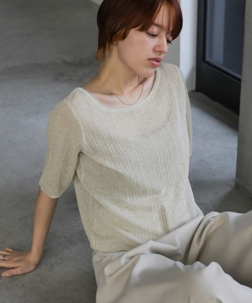 select MOCA（セレクトモカ）の「バレエネックランダムリブラメシアーニット（ニット/セーター・レディース・ライトグレー/ブラウン/アイボリー/ブラック・FREE）」の20枚目の写真