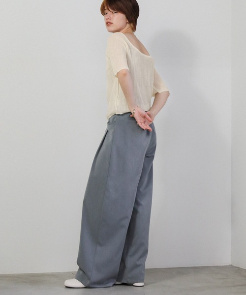 select MOCA（セレクトモカ）の「バレエネックランダムリブラメシアーニット（ニット/セーター・レディース・ライトグレー/ブラウン/アイボリー/ブラック・FREE）」の13枚目の写真