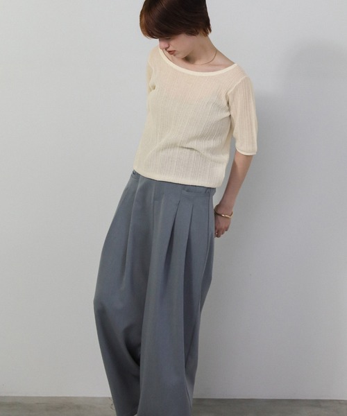 select MOCA（セレクトモカ）の「バレエネックランダムリブラメシアーニット（ニット/セーター・レディース・ライトグレー/ブラウン/アイボリー/ブラック・FREE）」の5枚目の写真