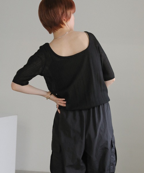 select MOCA（セレクトモカ）の「バレエネックランダムリブラメシアーニット（ニット/セーター・レディース・ライトグレー/ブラウン/アイボリー/ブラック・FREE）」の10枚目の写真