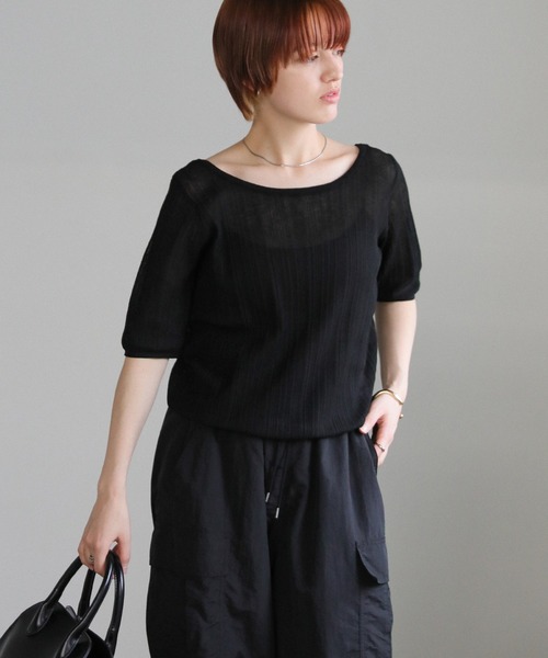 select MOCA（セレクトモカ）の「バレエネックランダムリブラメシアーニット（ニット/セーター・レディース・ライトグレー/ブラウン/アイボリー/ブラック・FREE）」の11枚目の写真