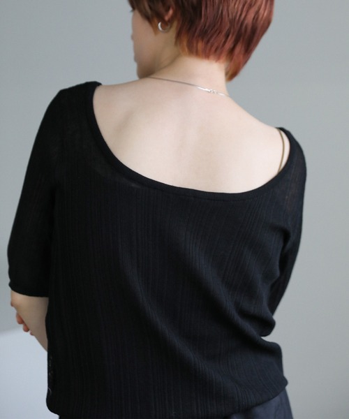 select MOCA（セレクトモカ）の「バレエネックランダムリブラメシアーニット（ニット/セーター・レディース・ライトグレー/ブラウン/アイボリー/ブラック・FREE）」の12枚目の写真