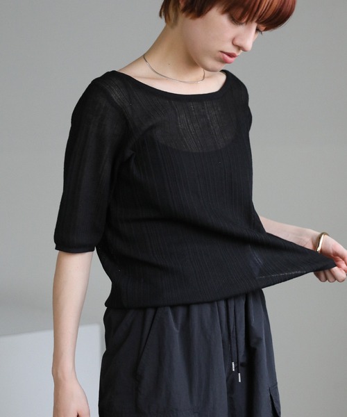 select MOCA（セレクトモカ）の「バレエネックランダムリブラメシアーニット（ニット/セーター・レディース・ライトグレー/ブラウン/アイボリー/ブラック・FREE）」の16枚目の写真