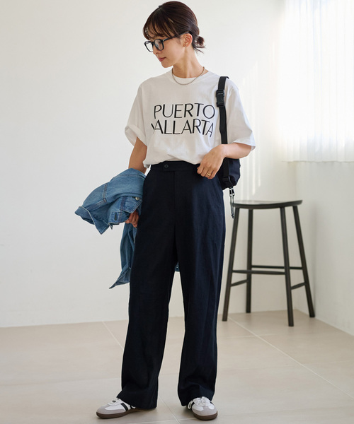 JOURNAL STANDARD relume（ジャーナルスタンダード　レリューム）の「リネンレーヨンストレートパンツ（スラックス・レディース・ベージュ/ネイビー・36/38）」の9枚目の写真