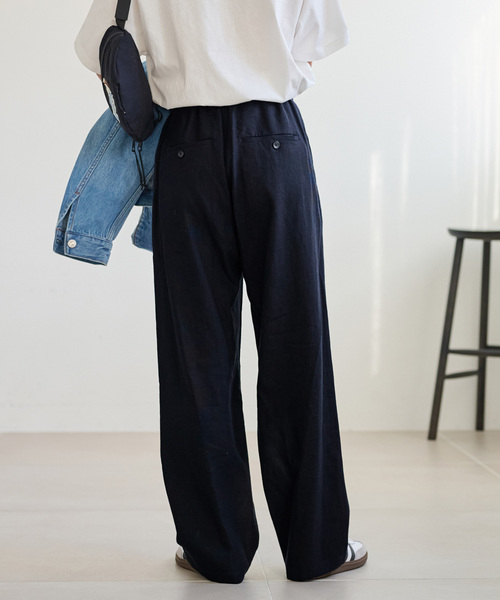 JOURNAL STANDARD relume（ジャーナルスタンダード　レリューム）の「リネンレーヨンストレートパンツ（スラックス・レディース・ベージュ/ネイビー・36/38）」の15枚目の写真