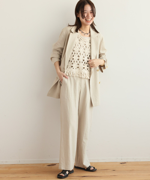 JOURNAL STANDARD relume（ジャーナルスタンダード　レリューム）の「リネンレーヨンストレートパンツ（スラックス・レディース・ベージュ/ネイビー・36/38）」の16枚目の写真