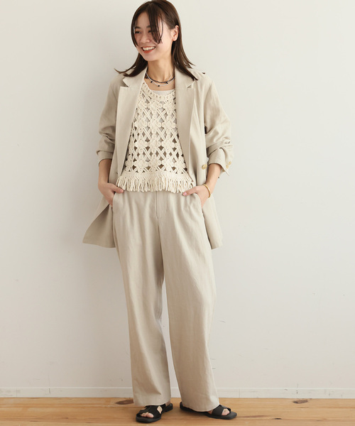 JOURNAL STANDARD relume（ジャーナルスタンダード　レリューム）の「リネンレーヨンストレートパンツ（スラックス・レディース・ベージュ/ネイビー・36/38）」の17枚目の写真