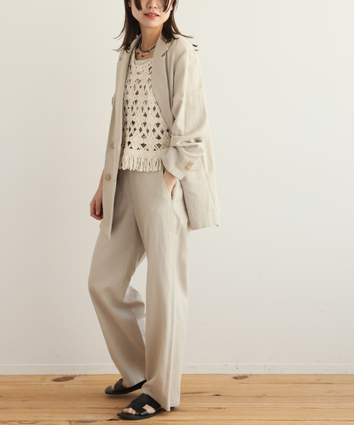 JOURNAL STANDARD relume（ジャーナルスタンダード　レリューム）の「リネンレーヨンストレートパンツ（スラックス・レディース・ベージュ/ネイビー・36/38）」の18枚目の写真