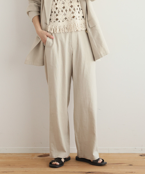 JOURNAL STANDARD relume（ジャーナルスタンダード　レリューム）の「リネンレーヨンストレートパンツ（スラックス・レディース・ベージュ/ネイビー・36/38）」の21枚目の写真