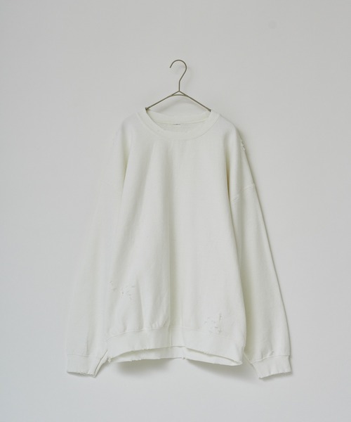 WHIMSIC(ウィムジック)の「【UNISEX】ハンドプロセスドダメージスウェットシャツ(スウェット・メンズ・イエロー/ホワイト/チャコールグレー・FREE)」の4枚目の写真