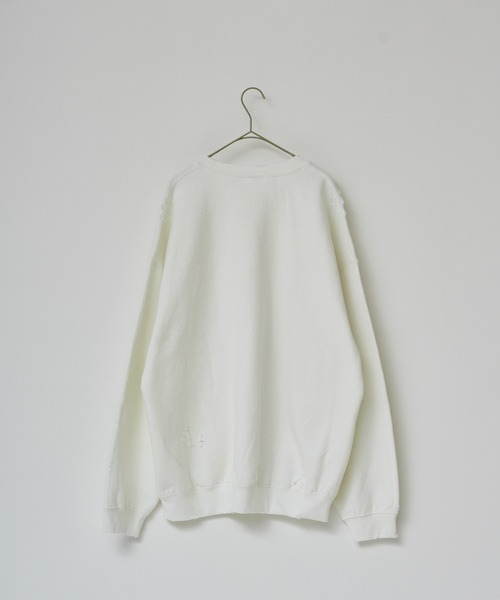 WHIMSIC(ウィムジック)の「【UNISEX】ハンドプロセスドダメージスウェットシャツ(スウェット・メンズ・イエロー/ホワイト/チャコールグレー・FREE)」の5枚目の写真