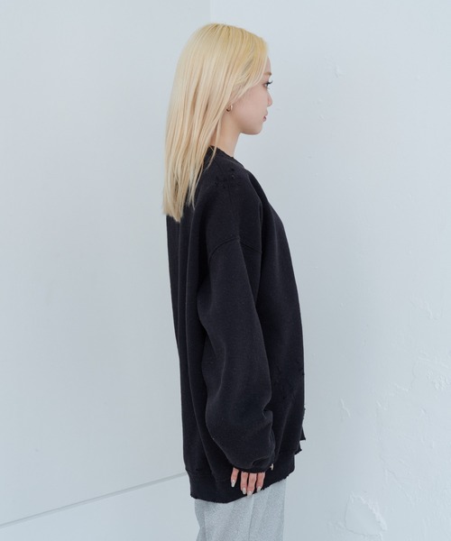 WHIMSIC(ウィムジック)の「【UNISEX】ハンドプロセスドダメージスウェットシャツ(スウェット・メンズ・イエロー/ホワイト/チャコールグレー・FREE)」の17枚目の写真