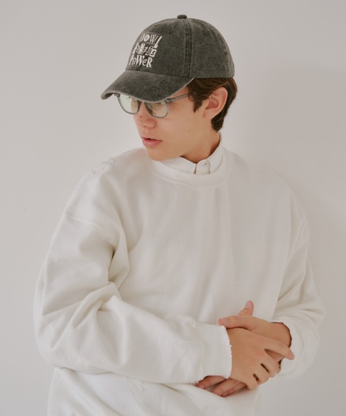 WHIMSIC(ウィムジック)の「【UNISEX】ハンドプロセスドダメージスウェットシャツ(スウェット・メンズ・イエロー/ホワイト/チャコールグレー・FREE)」の8枚目の写真