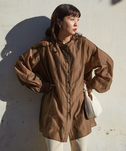 FREAK'S STORE(フリークスストア)の「限定展開 フロントデザイン ビッグ シアーシャツ(シャツ/ブラウス・レディース・ホワイト/ブラック/ブラウン/サックスブルー/ピンク・フリ-)」の21枚目の写真