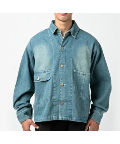 Sakka（サッカ）の「ビッグシルエット デニムブルゾン/ジャケット（デニムジャケット・メンズ・ホワイト/ワンウォッシュ/ブラック/サックスブルー/ベージュ・MEDIUM/LARGE/X-LARGE）」の4枚目の写真