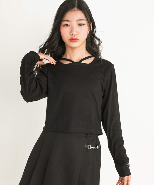 ZIDDY（ジディ）の「【 ニコ☆プチ 掲載 】メッシュリボンカーディガン＆ロングTシャツセット(130~160cm)（カーディガン/ボレロ・キッズ・ブラック/ブルー・150cm/FREE/130cm/140cm）」の7枚目の写真