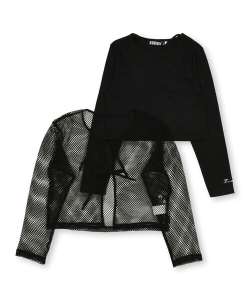 ZIDDY（ジディ）の「【 ニコ☆プチ 掲載 】メッシュリボンカーディガン＆ロングTシャツセット(130~160cm)（カーディガン/ボレロ・キッズ・ブラック/ブルー・150cm/FREE/130cm/140cm）」の13枚目の写真