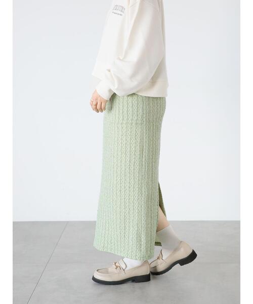 Lugnoncure(ルノンキュール)の「ラメ混チェックエンボスタイトスカート(スカート・レディース・ブラック/ブルー/グリーン・F)」の1枚目の写真