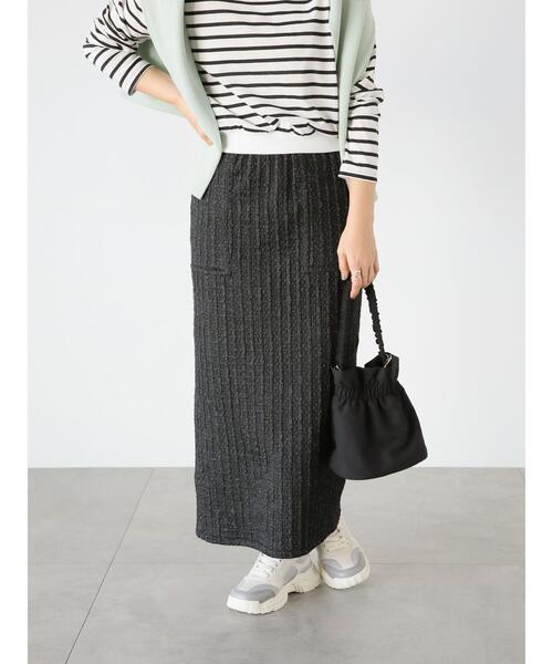 Lugnoncure(ルノンキュール)の「ラメ混チェックエンボスタイトスカート(スカート・レディース・ブラック/ブルー/グリーン・F)」の2枚目の写真