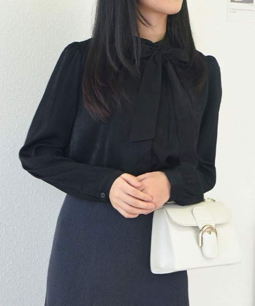 VIVID LADY(ビビッドレディー)の「ボウタイ オフィス ブラウス 長袖(シャツ/ブラウス・レディース・ブラック/ブルー/ピンク/グリーン・FREE)」の18枚目の写真