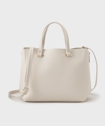 ◆【軽量／2WAY／通勤対応】シュリンク合皮ミドルトートバッグ