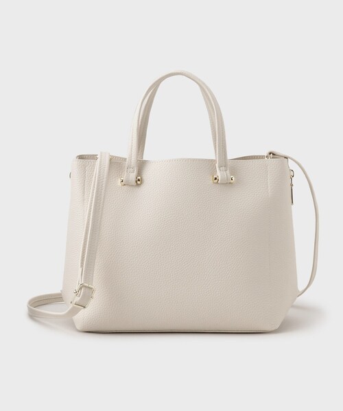 OPAQUE.CLIP(オペークドットクリップ)の「◆【軽量/2WAY/通勤対応】シュリンク合皮ミドルトートバッグ(トートバッグ・レディース・ライトグレー/ベージュ/ブラック/ホワイト系9・00)」の2枚目の写真