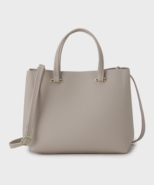 OPAQUE.CLIP(オペークドットクリップ)の「◆【軽量/2WAY/通勤対応】シュリンク合皮ミドルトートバッグ(トートバッグ・レディース・ライトグレー/ベージュ/ブラック/ホワイト系9・00)」の4枚目の写真