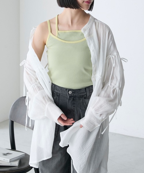 forksy.（フォルクシー）の「【forksy.】【S・Fサイズ展開】テレコレイヤードキャミソール（キャミソール・レディース・オフホワイト/ブラック/ピンク/グリーン系その他/ブルー系その他・FREE/S）」の3枚目の写真