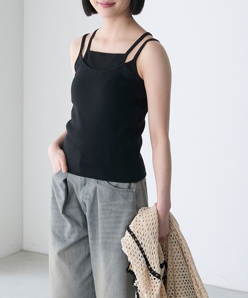 forksy.（フォルクシー）の「【forksy.】【S・Fサイズ展開】テレコレイヤードキャミソール（キャミソール・レディース・オフホワイト/ブラック/ピンク/グリーン系その他/ブルー系その他・FREE/S）」の2枚目の写真