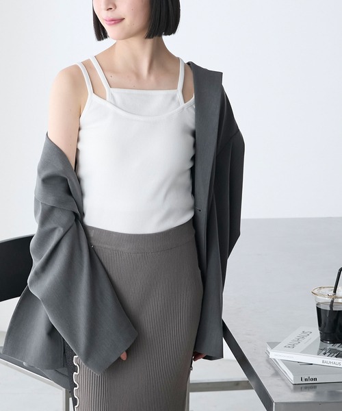 forksy.（フォルクシー）の「【forksy.】【S・Fサイズ展開】テレコレイヤードキャミソール（キャミソール・レディース・オフホワイト/ブラック/ピンク/グリーン系その他/ブルー系その他・FREE/S）」の6枚目の写真