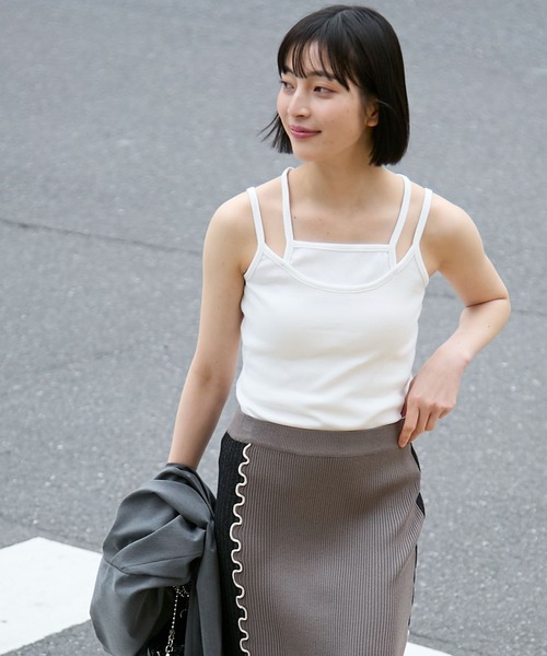 forksy.】【S・Fサイズ展開】テレコレイヤードキャミソール forksy