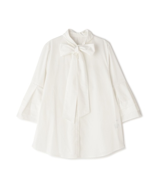 NATURAL BEAUTY BASIC(ナチュラルビューティーベーシック)の「◇フレアカフスリボンボウブラウス(シャツ/ブラウス・レディース・ブルー/オフホワイト/チャコールグレー・MEDIUM/SMALL)」の11枚目の写真